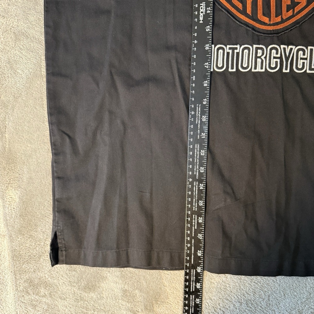 Harley Davidson Button Down Shirt Mens XL Black Orange Short Sleeve Logo - Picture 8 of 8